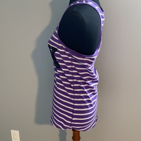 Purple Striped Tank Top PINK size small racerback cotton - Picture 3 of 7